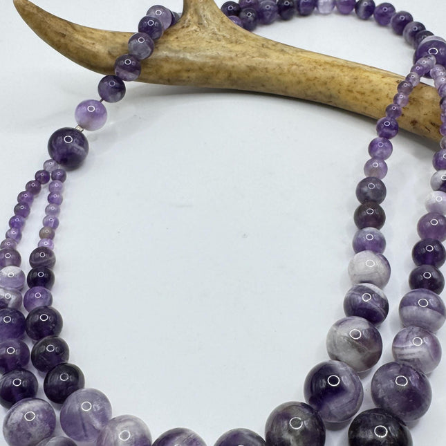 Vintage Silver Purple Amethyst Beaded Choker Necklace | Deco Chunky Layered