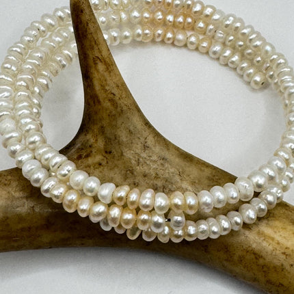 Vintage Pearl Pewter Stretch Bracelet | Chunky statement