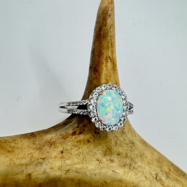 Vintage Fire Opal Ring 925 Sterling Silver