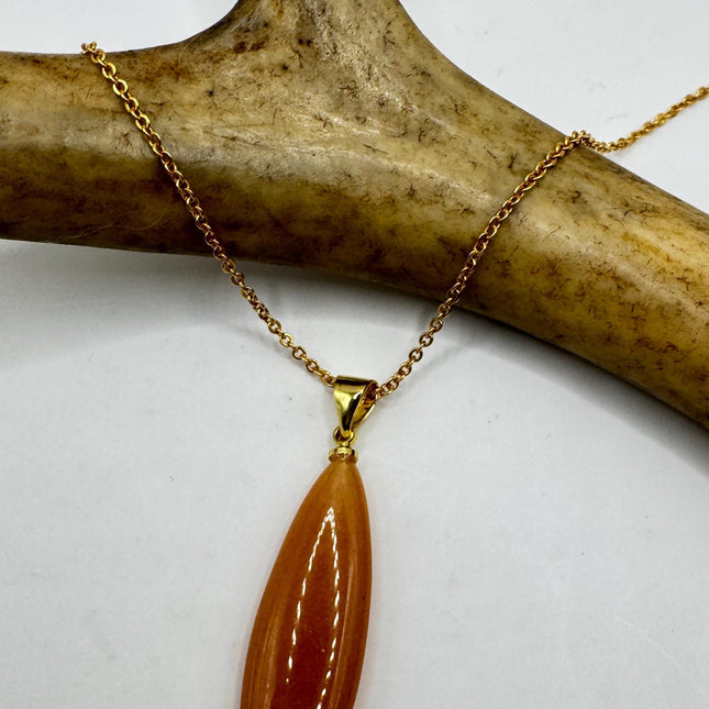 Vintage Red Carnelian Gold Filled Necklace - Lucky Everyday Bold Statement Pendant