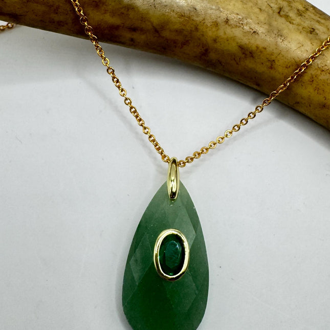 Vintage Jade Gold Filled Necklace - Lucky Everyday Minimal