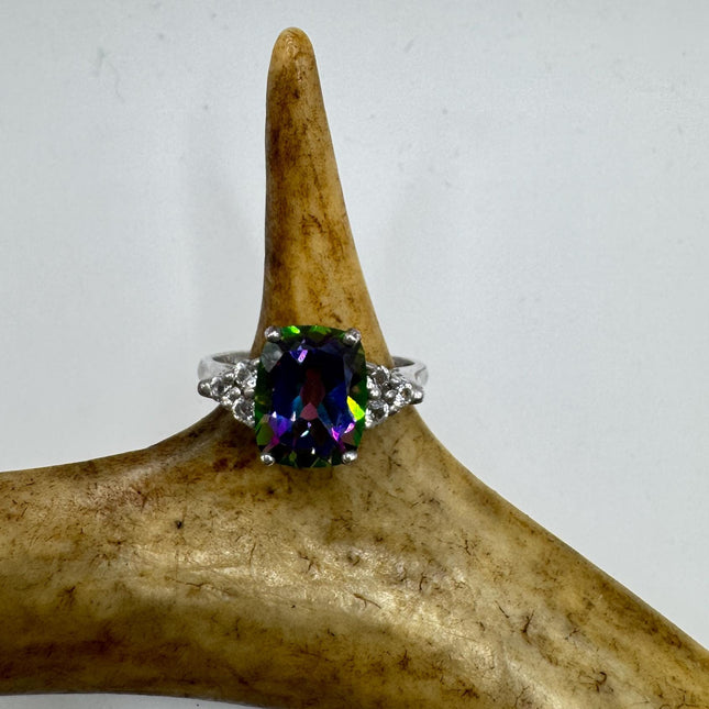 Vintage Mystic Blue Topaz Ring: Sterling Silver Engagement Promise
