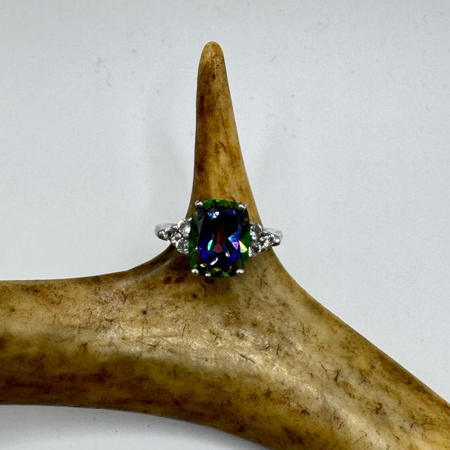 Vintage Mystic Blue Topaz Ring: Sterling Silver Engagement Promise