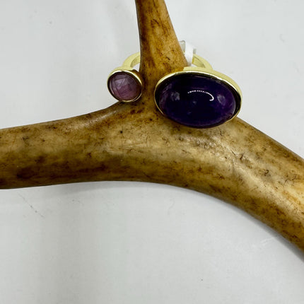 Vintage Purple Amethyst Statement Adjustable Ring