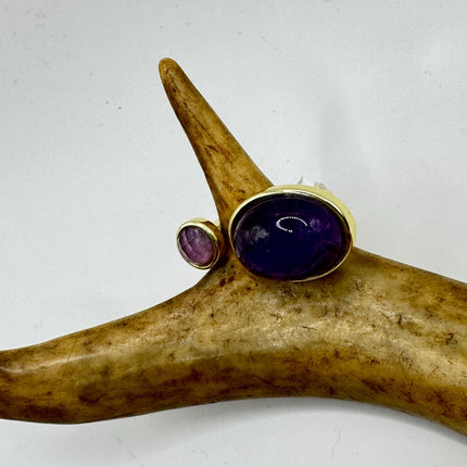 Vintage Purple Amethyst Statement Adjustable Ring