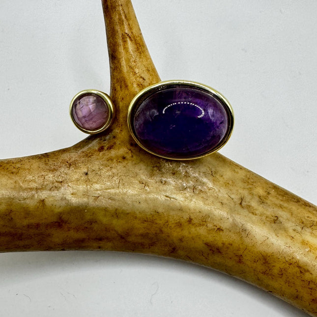 Vintage Purple Amethyst Statement Adjustable Ring
