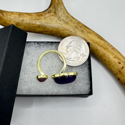 Vintage Purple Amethyst Statement Adjustable Ring