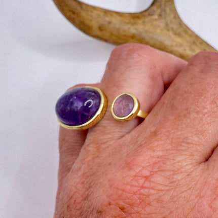 Vintage Purple Amethyst Statement Adjustable Ring