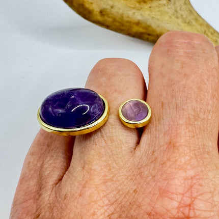 Vintage Purple Amethyst Statement Adjustable Ring