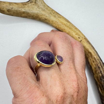 Vintage Purple Amethyst Statement Adjustable Ring