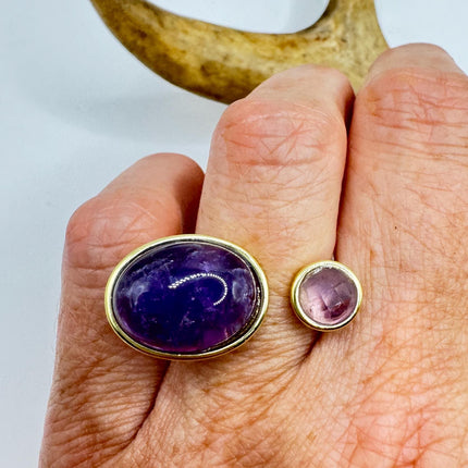 Vintage Purple Amethyst Statement Adjustable Ring