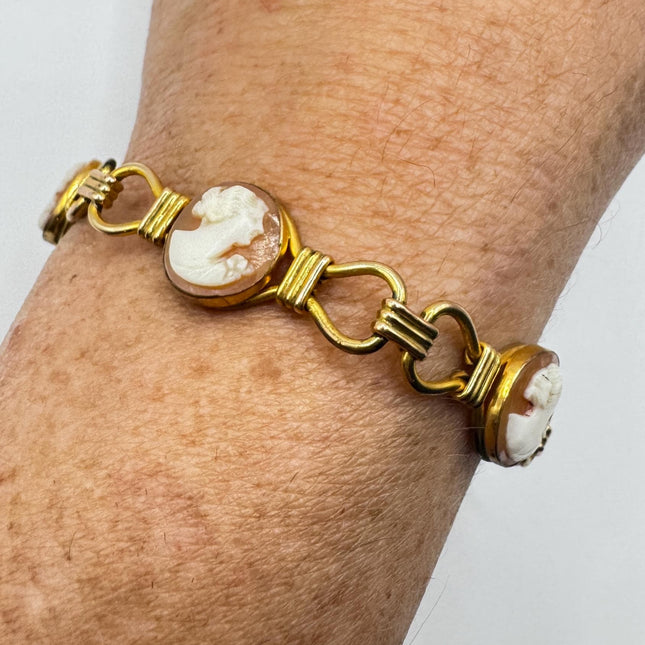 Vintage Gold Filled Cameo Stacking Layered Bracelet