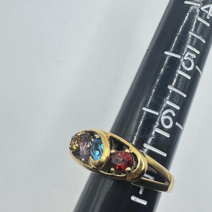 Vintage Rainbow Gemstone Stackable Eternity Ring in Gold 925 Sterling Silver - Engagement Wedding Promise
