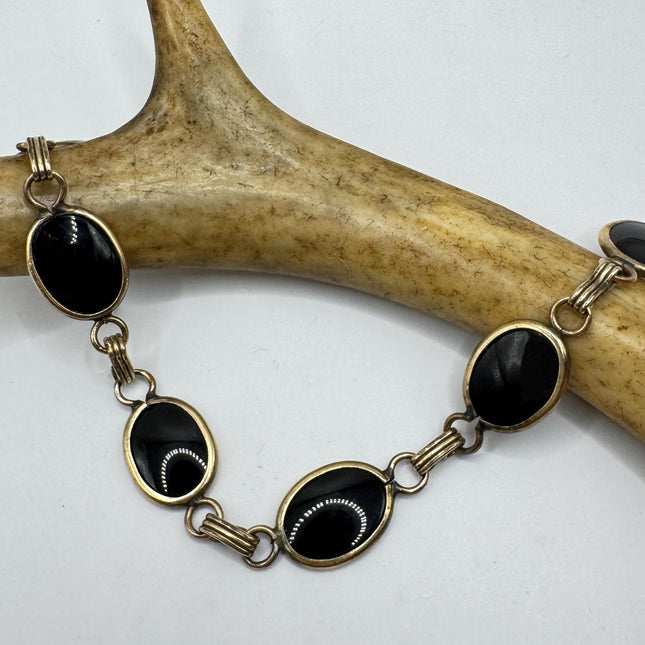 Vintage Black Onyx Gold Filled Bracelet