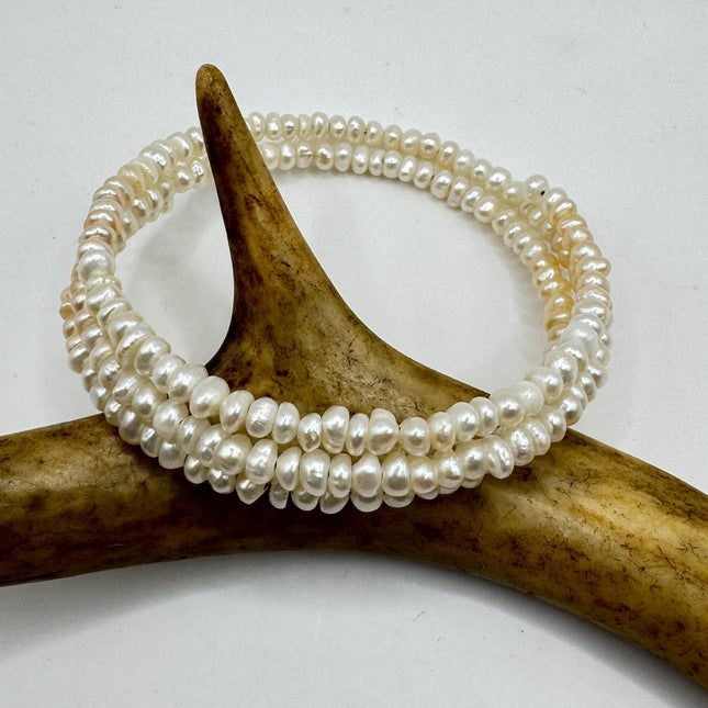 Vintage Pearl Pewter Stretch Bracelet | Chunky statement