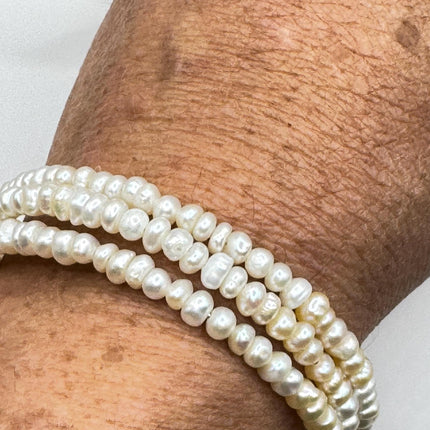 Vintage Pearl Pewter Stretch Bracelet | Chunky statement