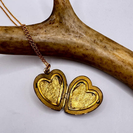 Vintage Gold Filled Heart Locket | Engraved Necklace