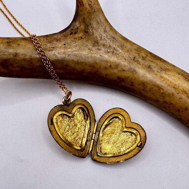 Vintage Gold Filled Heart Locket | Engraved Necklace