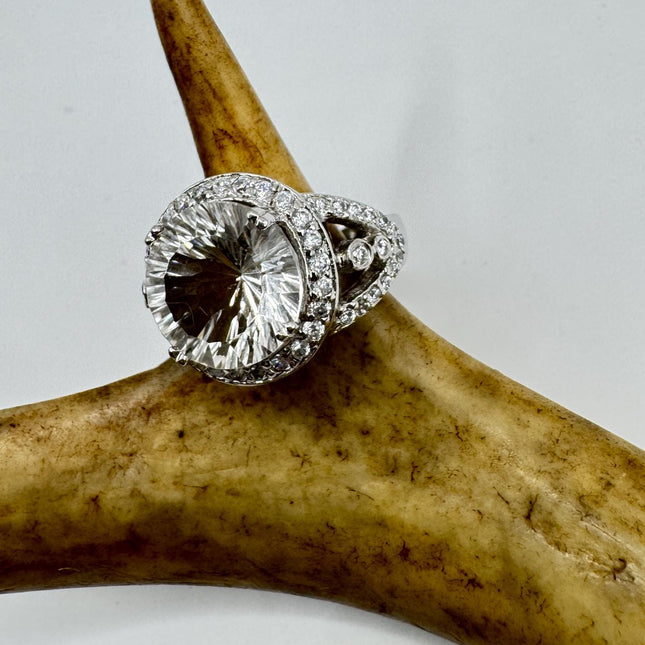 Vintage 925 Sterling Silver Ring: Cubic Zirconia Boho Cocktail Statement Size 5.5
