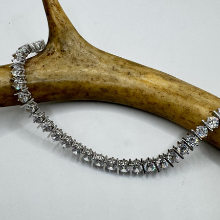 Vintage Cubic Zirconia Tennis Bracelet: 925 Sterling Silver Minimalist Gemstone