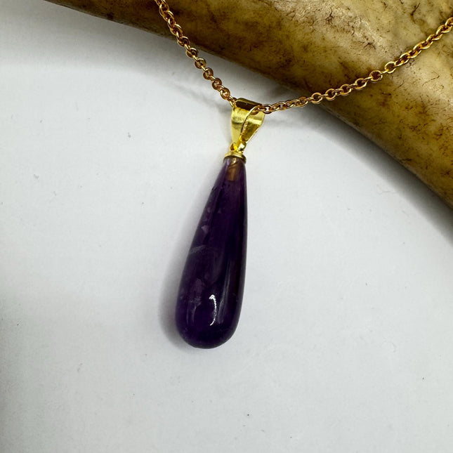 Vintage Gold Filled with Purple Amethyst - Layerable Lengths Pendant Necklace