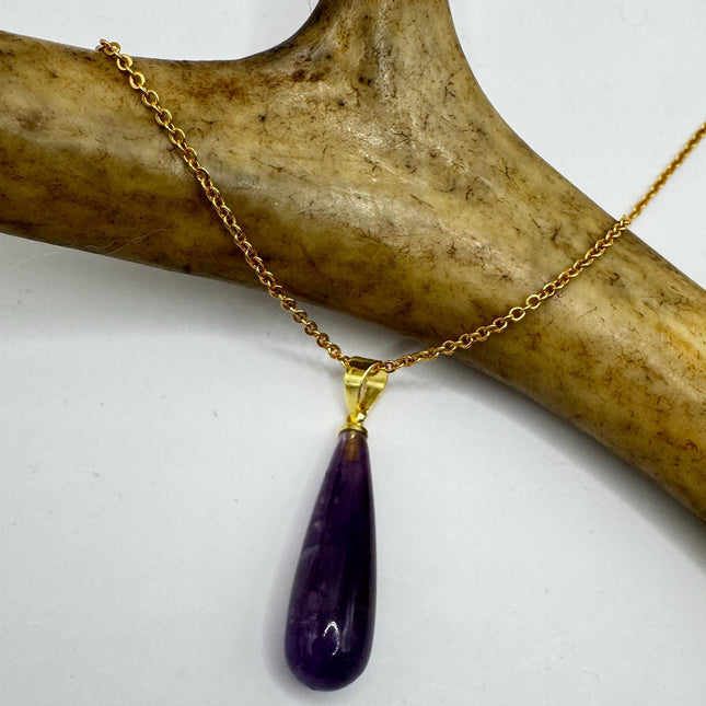 Vintage Gold Filled with Purple Amethyst - Layerable Lengths Pendant Necklace
