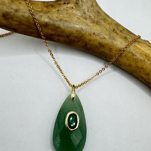 Vintage Jade Gold Filled Necklace - Lucky Everyday Minimal
