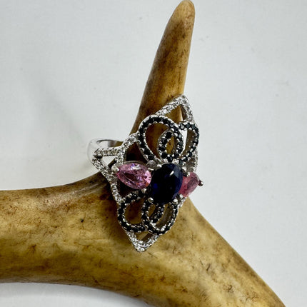 Vintage Blue Sapphire Ring: 925 Sterling Silver