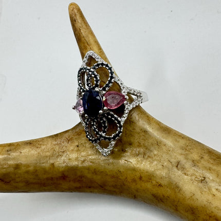 Vintage Blue Sapphire Ring: 925 Sterling Silver