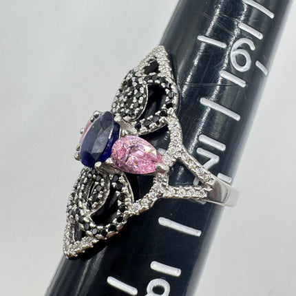 Vintage Blue Sapphire Ring: 925 Sterling Silver