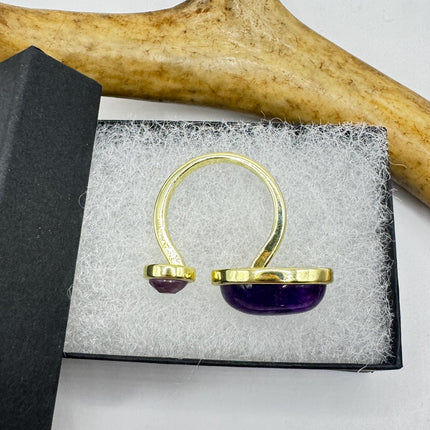 Vintage Purple Amethyst Statement Adjustable Ring