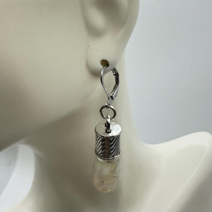 Vintage White Fire Floating Opal Earrings 925 Sterling Silver Lever backs