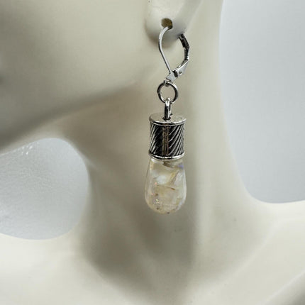 Vintage White Fire Floating Opal Earrings 925 Sterling Silver Lever backs