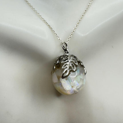 Vintage White Fire Floating Opal Necklace Sterling Silver