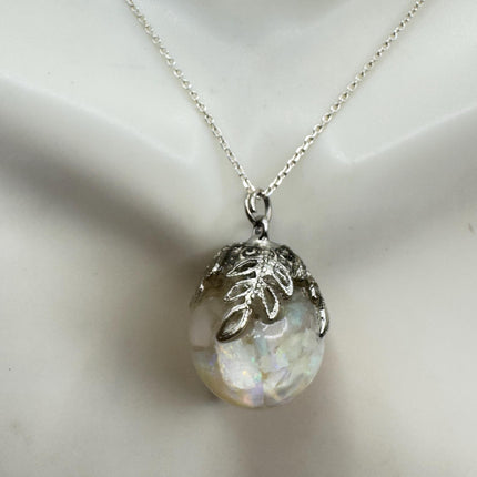 Vintage White Fire Floating Opal Necklace Sterling Silver