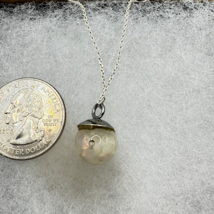 Vintage White Fire Floating Opal Necklace Sterling Silver