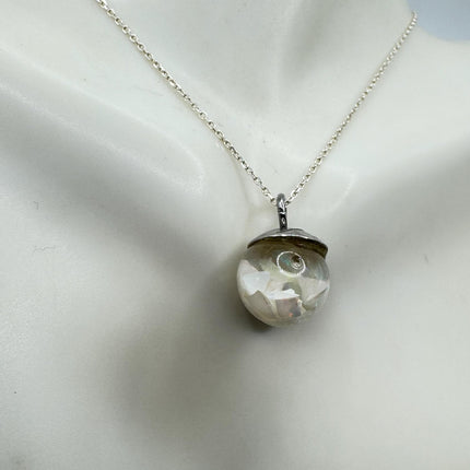 Vintage White Fire Floating Opal Necklace Sterling Silver