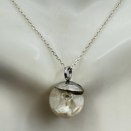 Vintage White Fire Floating Opal Necklace Sterling Silver