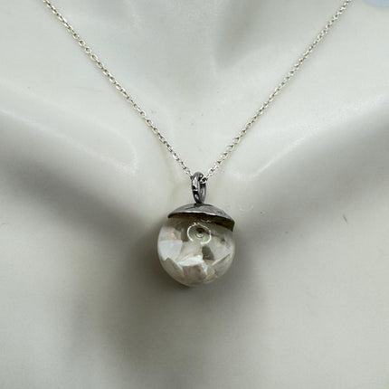 Vintage White Fire Floating Opal Necklace Sterling Silver