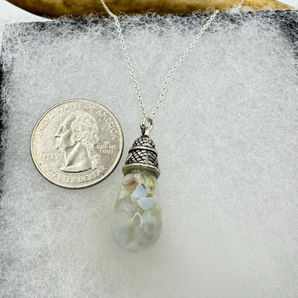 Vintage White Fire Floating Opal Necklace Sterling Silver