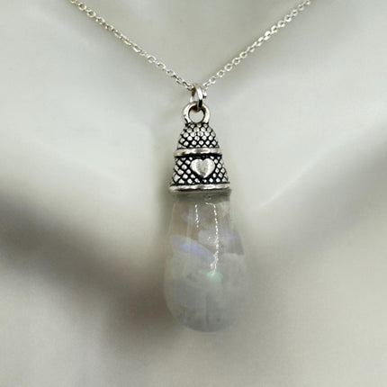Vintage White Fire Floating Opal Necklace Sterling Silver