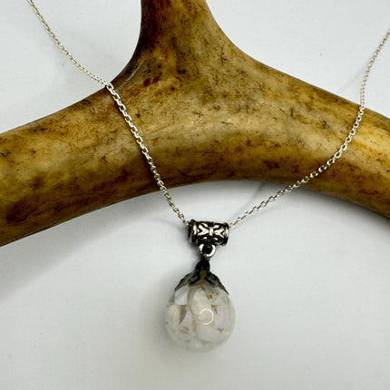 Vintage White Fire Floating Opal Necklace Sterling Silver