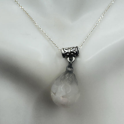 Vintage White Fire Floating Opal Necklace Sterling Silver