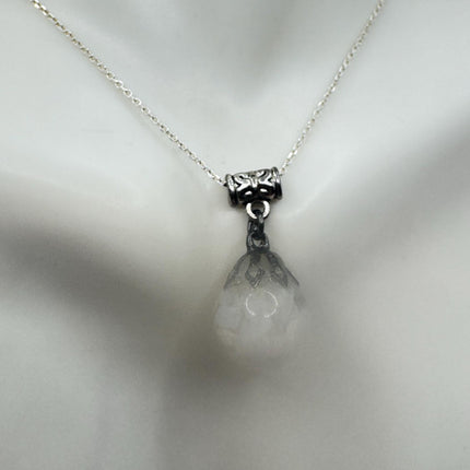 Vintage White Fire Floating Opal Necklace Sterling Silver