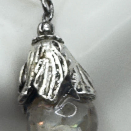 Vintage White Fire Floating Opal Necklace Sterling Silver