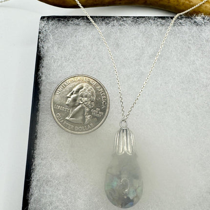 Vintage White Fire Floating Opal Necklace Sterling Silver