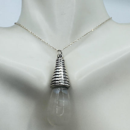 Vintage White Fire Floating Opal Necklace Sterling Silver