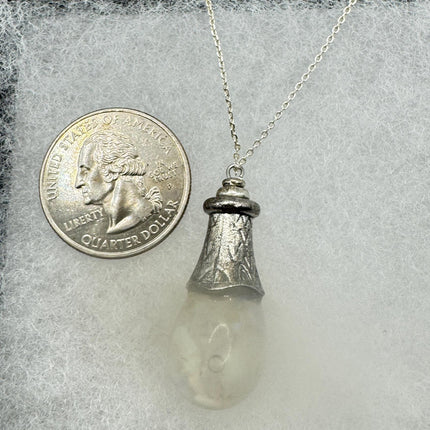 Vintage White Fire Floating Opal Necklace Sterling Silver