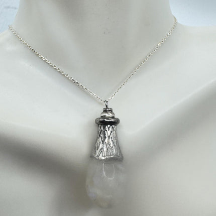 Vintage White Fire Floating Opal Necklace Sterling Silver