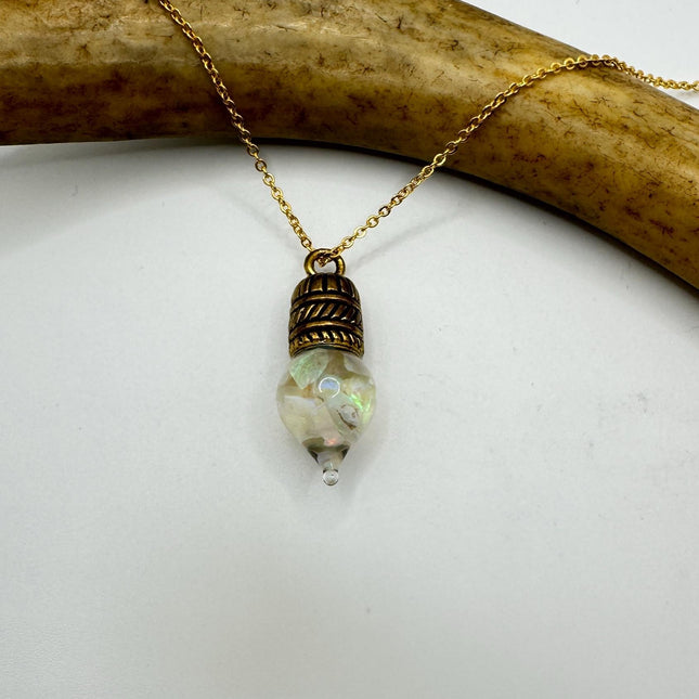 Vintage White Fire Floating Opal Necklace Gold Filled